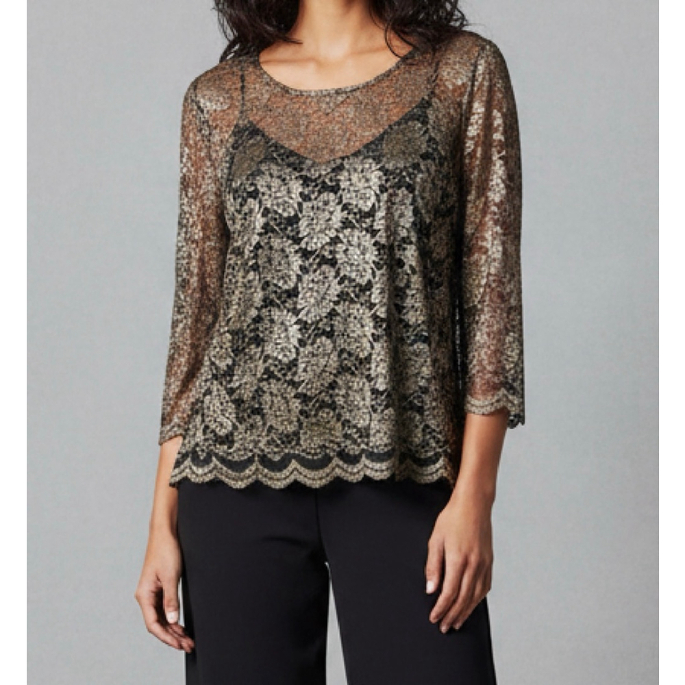 Talbots Plus 16W Sheer Lace Blouse 16W